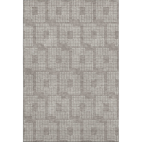 HomeRoots 10' X 14' Taupe & Ivory Geometric Area Rug - Stylish, Washable, UV-Protected for Family Spaces 670748