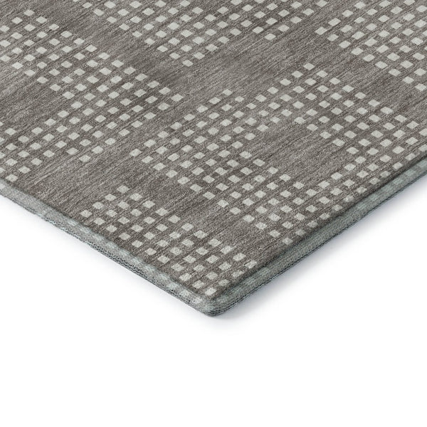 HomeRoots 10' X 14' Taupe & Ivory Geometric Area Rug - Stylish, Washable, UV-Protected for Family Spaces 670748