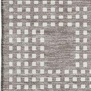HomeRoots 10' X 14' Taupe & Ivory Geometric Area Rug - Stylish, Washable, UV-Protected for Family Spaces 670748