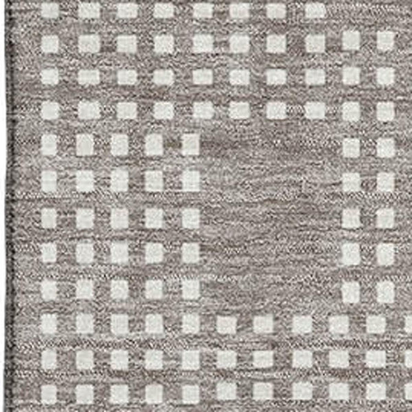 HomeRoots 10' X 14' Taupe & Ivory Geometric Area Rug - Stylish, Washable, UV-Protected for Family Spaces 670748