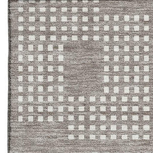 HomeRoots 10' X 14' Taupe & Ivory Geometric Area Rug - Stylish, Washable, UV-Protected for Family Spaces 670748