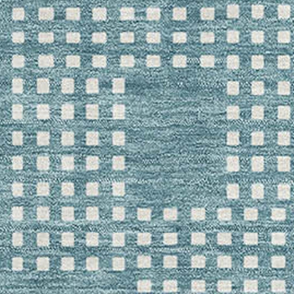 HomeRoots 8' X 10' Teal & Ivory Geometric Area Rug – Washable, Stain-Resistant, UV Protected for High-Traffic Spaces 670752