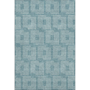 HomeRoots 10' X 14' Teal and Ivory Geometric Area Rug – Washable, UV Protected, Stylish for High-Traffic Spaces 670754