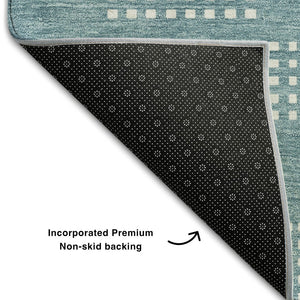 HomeRoots 10' X 14' Teal and Ivory Geometric Area Rug – Washable, UV Protected, Stylish for High-Traffic Spaces 670754