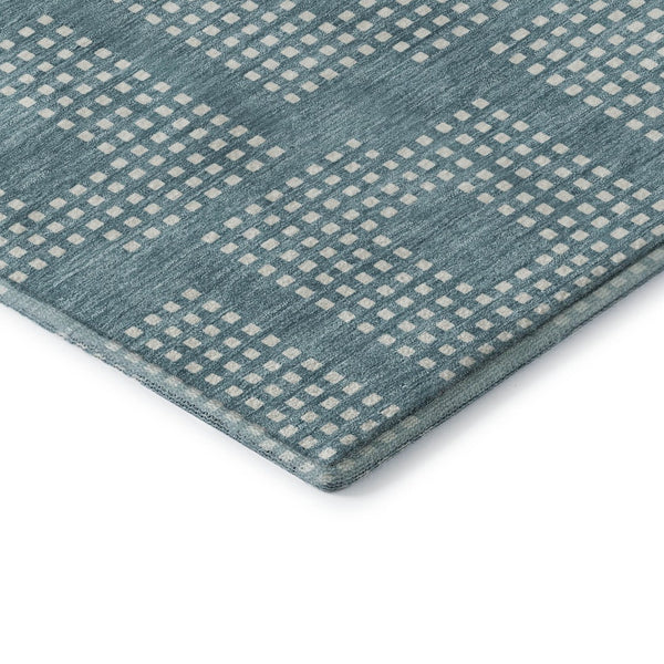 HomeRoots 10' X 14' Teal and Ivory Geometric Area Rug – Washable, UV Protected, Stylish for High-Traffic Spaces 670754