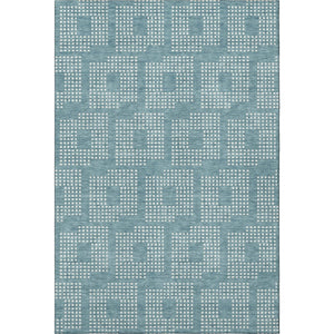 HomeRoots 10' X 14' Teal and Ivory Geometric Area Rug – Washable, UV Protected, Stylish for High-Traffic Spaces 670754