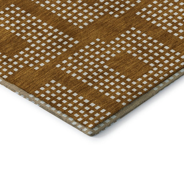 HomeRoots 8' Stylish Terra Cotta and Ivory Geometric Round Rug – Washable, UV-Protected, Perfect for Homes! 670757