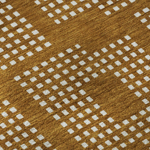 HomeRoots 8' Stylish Terra Cotta and Ivory Geometric Round Rug – Washable, UV-Protected, Perfect for Homes! 670757