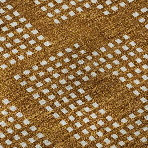 HomeRoots 8' Stylish Terra Cotta and Ivory Geometric Round Rug – Washable, UV-Protected, Perfect for Homes! 670757