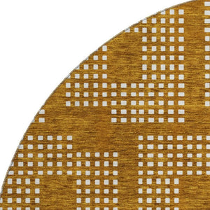 HomeRoots 8' Stylish Terra Cotta and Ivory Geometric Round Rug – Washable, UV-Protected, Perfect for Homes! 670757
