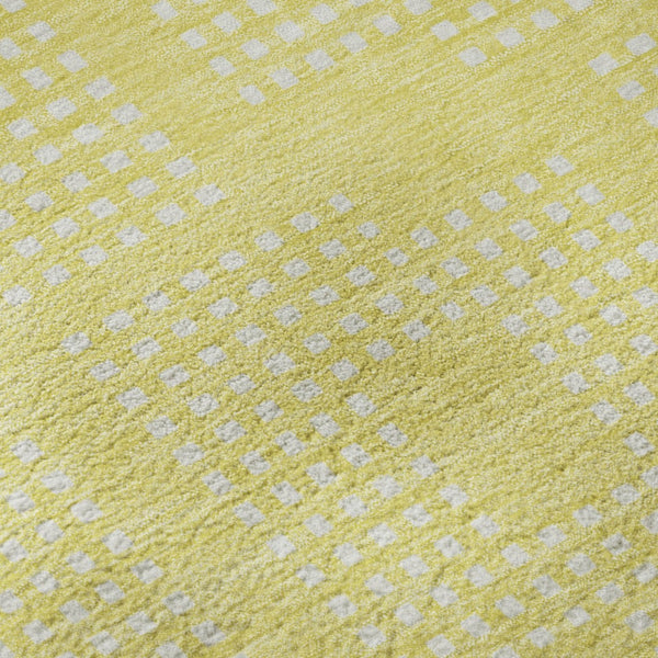 HomeRoots 5' X 8' Yellow and Ivory Geometric Washable Area Rug with UV Protection for Modern Spaces 670762