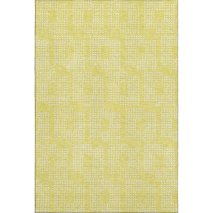 HomeRoots 8' X 10' Washable Yellow & Ivory Geometric Area Rug with UV Protection for Stylish, Busy Homes 670764