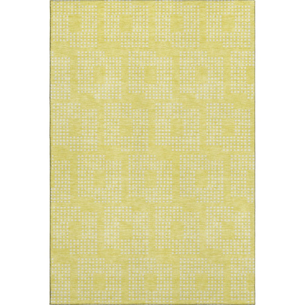 HomeRoots 9' X 12' Yellow Geometric Washable Area Rug - Stylish, Durable, UV-Protected for Family Homes! 670765