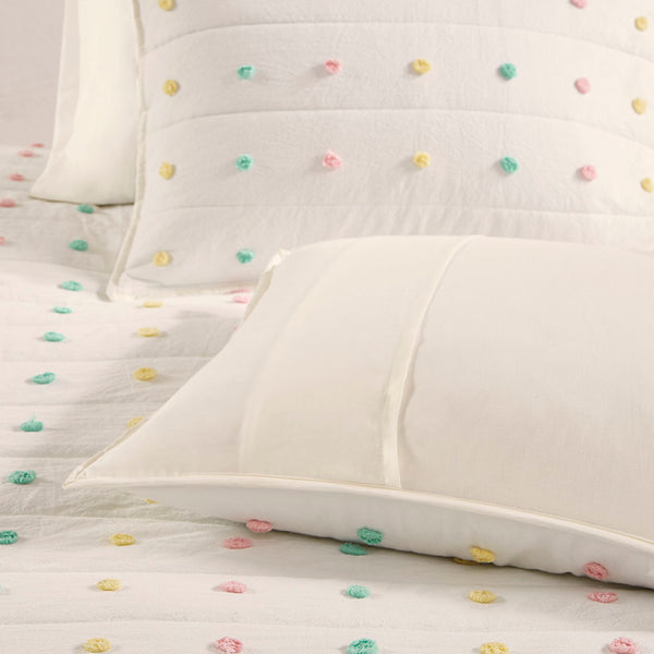 JLA Home Urban Habitat Kids - Pom playful cotton jacquard quilt set with pom‑pom texture, OEKO‑TEX, antimicrobial finish, washable pillows 88 L x 68 W x 1H UHK13-0092