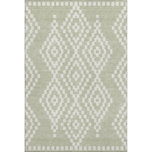 HomeRoots 8' X 10' Artichoke Green Geometric Area Rug - Washable, UV-Protected, Stylish & Durable for Homes 670770