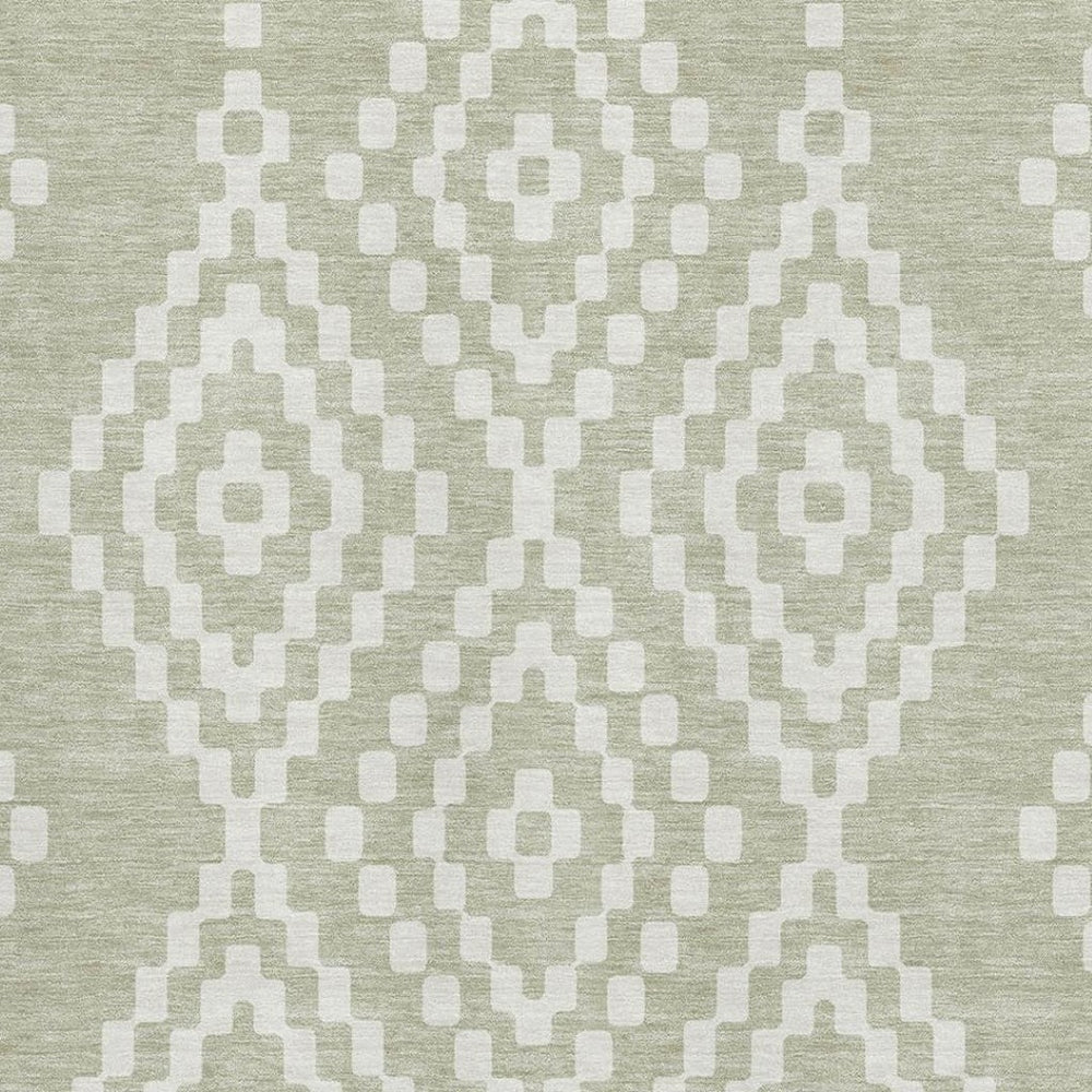 HomeRoots 8' X 10' Artichoke Green Geometric Area Rug - Washable, UV-Protected, Stylish & Durable for Homes 670770