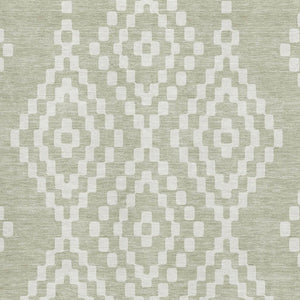 HomeRoots 8' X 10' Artichoke Green Geometric Area Rug - Washable, UV-Protected, Stylish & Durable for Homes 670770