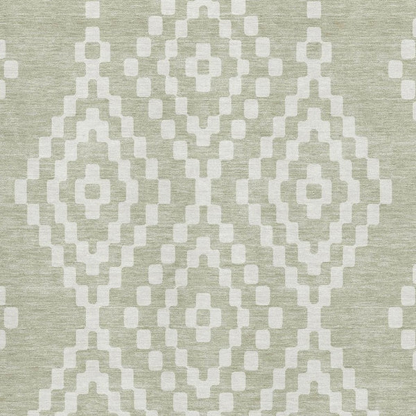 HomeRoots 8' X 10' Artichoke Green Geometric Area Rug - Washable, UV-Protected, Stylish & Durable for Homes 670770