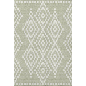 HomeRoots 8' X 10' Artichoke Green Geometric Area Rug - Washable, UV-Protected, Stylish & Durable for Homes 670770