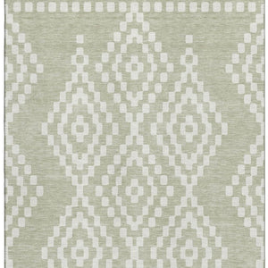HomeRoots 9' X 12' Artichoke Green Geometric Area Rug - Washable, UV-Protected, Stain-Resistant Design for Homes 670771