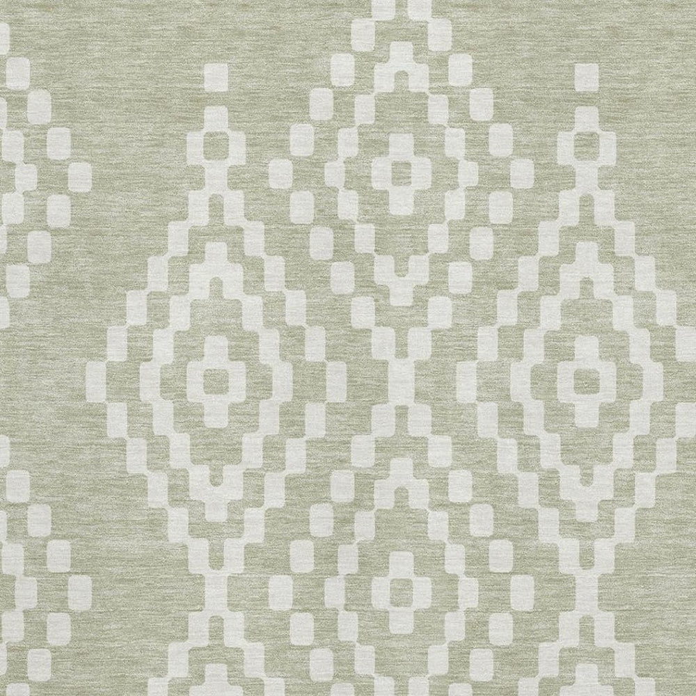 HomeRoots 10' X 14' Artichoke Green Geometric Area Rug - Washable, Stain-Resistant with UV Protection for Homes 670772
