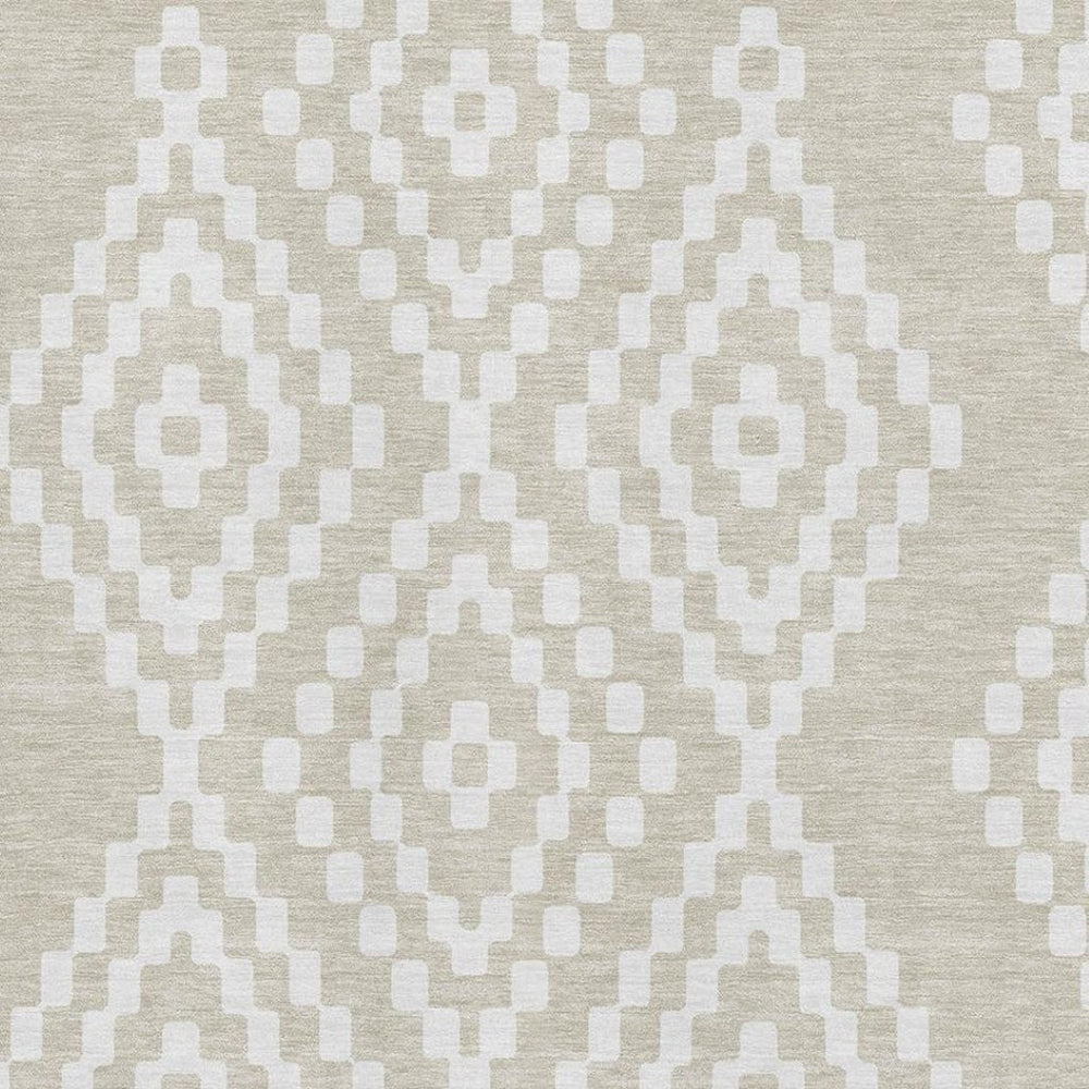 HomeRoots 8' X 10' Washable Beige & Ivory Geometric Area Rug with UV Protection - Durable & Family-Friendly! 670776