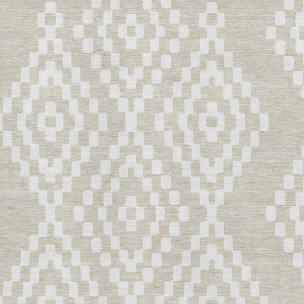 HomeRoots 8' X 10' Washable Beige & Ivory Geometric Area Rug with UV Protection - Durable & Family-Friendly! 670776