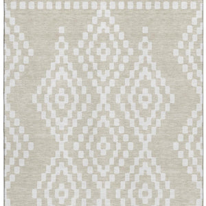 HomeRoots 8' X 10' Washable Beige & Ivory Geometric Area Rug with UV Protection - Durable & Family-Friendly! 670776