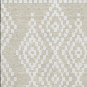 HomeRoots 9' X 12' Beige and Ivory Geometric Washable Area Rug - Durable, Stylish, UV-Protected for High-Traffic Spaces 670777