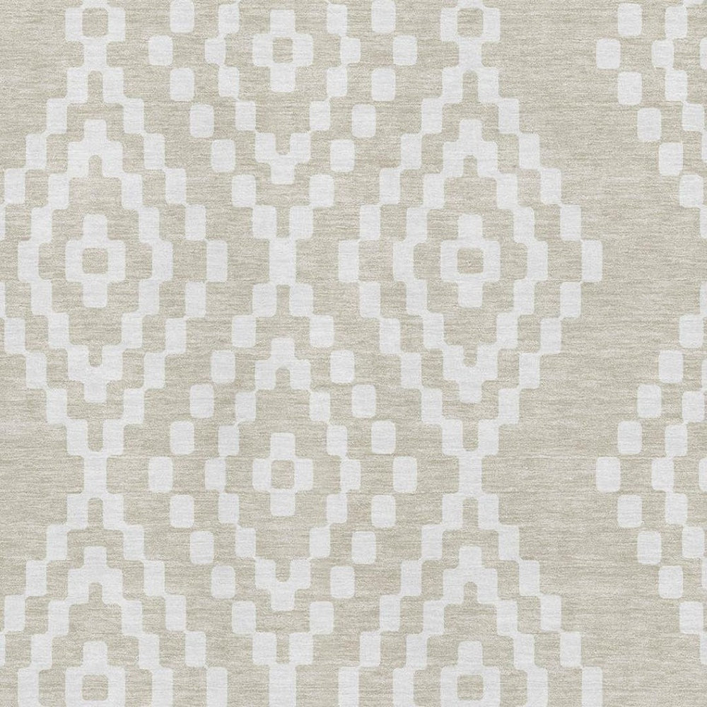 HomeRoots 10' X 14' Beige and Ivory Geometric Area Rug – Washable, UV-Protected, Perfect for Busy Homes! 670778