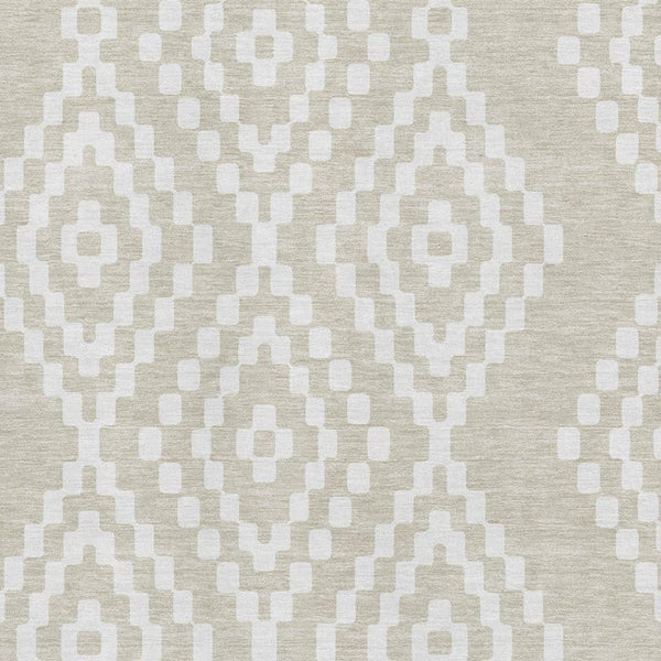 HomeRoots 10' X 14' Beige and Ivory Geometric Area Rug – Washable, UV-Protected, Perfect for Busy Homes! 670778