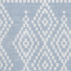 HomeRoots 5' X 8' Denim Blue & Ivory Geometric Area Rug – Stylish, Washable, UV-Protected, Perfect for Pets! 670786