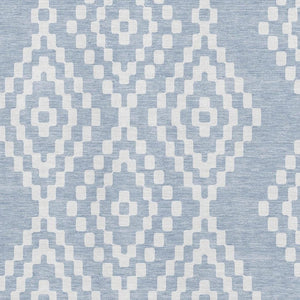 HomeRoots 9' X 12' Denim Blue & Ivory Geometric Area Rug - Washable, Stain Resistant, UV Protected for Modern Homes 670789