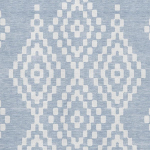 HomeRoots 10' Denim Blue & Ivory Geometric Washable Area Rug - Stain Resistant, UV Protected for High Traffic Areas 670790