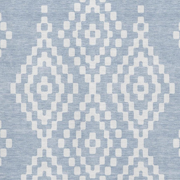 HomeRoots 10' Denim Blue & Ivory Geometric Washable Area Rug - Stain Resistant, UV Protected for High Traffic Areas 670790