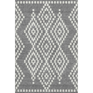 HomeRoots 9' X 12' Gray And Ivory Geometric Area Rug – Durable, Washable, UV-Protected for Family Homes 670795