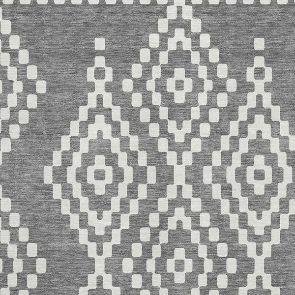 HomeRoots 9' X 12' Gray And Ivory Geometric Area Rug – Durable, Washable, UV-Protected for Family Homes 670795