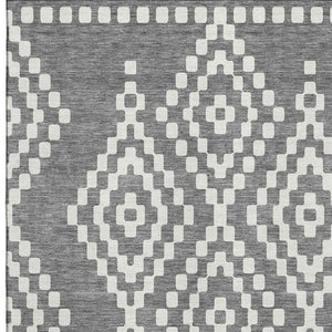 HomeRoots 10' X 14' Gray And Ivory Geometric Area Rug - Washable, UV Protected, Stylish & Durable for Homes 670796