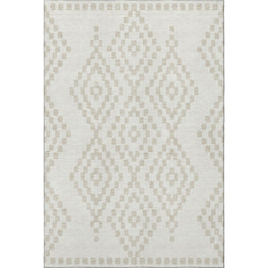 HomeRoots 5' X 8' Ivory and Beige Geometric Area Rug – Stylish, Washable, Pet-Friendly with UV Protection! 670798