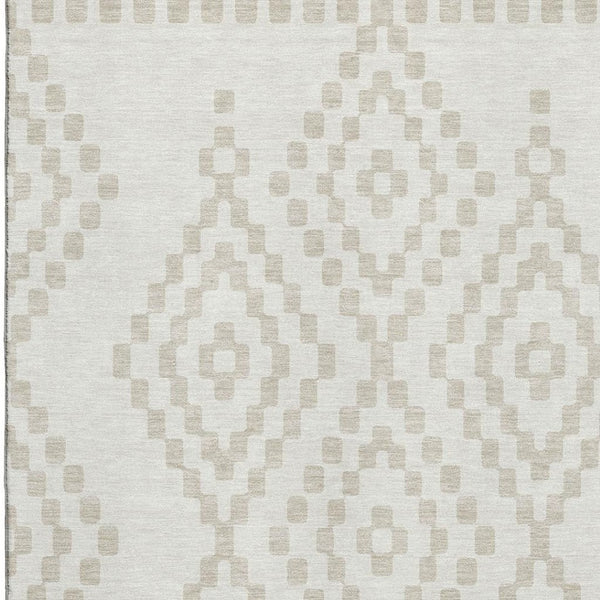 HomeRoots 8' X 10' Ivory Beige Geometric Washable Area Rug - Stylish, Stain-Resistant & UV Protected Design! 670800