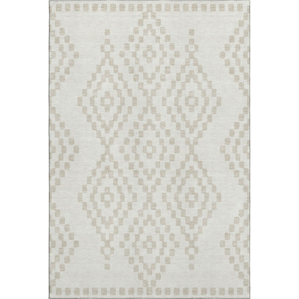 HomeRoots 10' X 14' Ivory and Beige Geometric Area Rug – Stylish, Washable, UV-Protected for Busy Homes! 670802