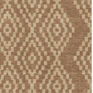 HomeRoots 8' X 10' Washable Rust and Copper Geometric Area Rug - UV Protected, Stain Resistant, Stylish Decor! 670812