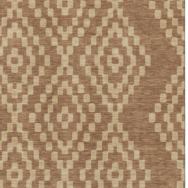 HomeRoots 8' X 10' Washable Rust and Copper Geometric Area Rug - UV Protected, Stain Resistant, Stylish Decor! 670812