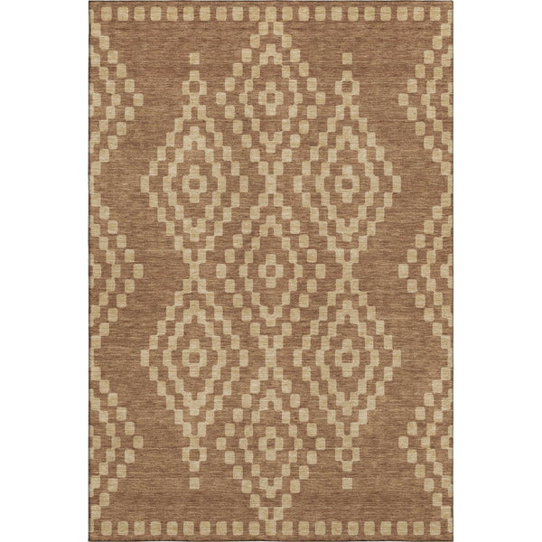 HomeRoots 10' X 14' Modern Rust & Copper Geometric Area Rug - Washable, Stain-Resistant, UV Protected Decor! 670814