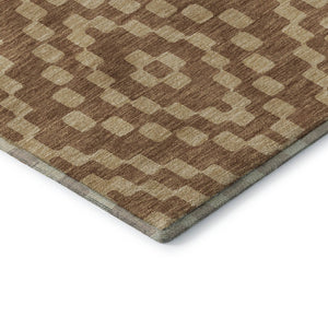 HomeRoots 10' X 14' Modern Rust & Copper Geometric Area Rug - Washable, Stain-Resistant, UV Protected Decor! 670814