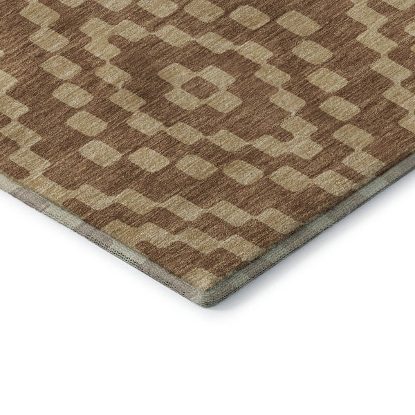 HomeRoots 10' X 14' Modern Rust & Copper Geometric Area Rug - Washable, Stain-Resistant, UV Protected Decor! 670814