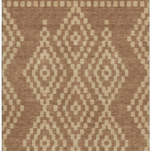 HomeRoots 10' X 14' Modern Rust & Copper Geometric Area Rug - Washable, Stain-Resistant, UV Protected Decor! 670814