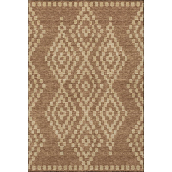 HomeRoots 10' X 14' Modern Rust & Copper Geometric Area Rug - Washable, Stain-Resistant, UV Protected Decor! 670814