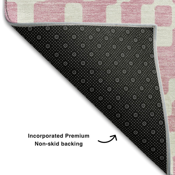 HomeRoots 8' X 10' Stylish Pink And Ivory Geometric Area Rug - Washable, UV Protected, Perfect For Any Room! 670818