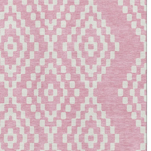 HomeRoots 8' X 10' Stylish Pink And Ivory Geometric Area Rug - Washable, UV Protected, Perfect For Any Room! 670818